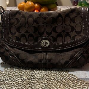 Coach Dark Brown Signature Clutch